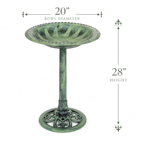 Backyard Expressions Outdoor Garden Bird Bath - Mint Green - Weather Resistant Polyresin - 27 Inch - color: Mint Green