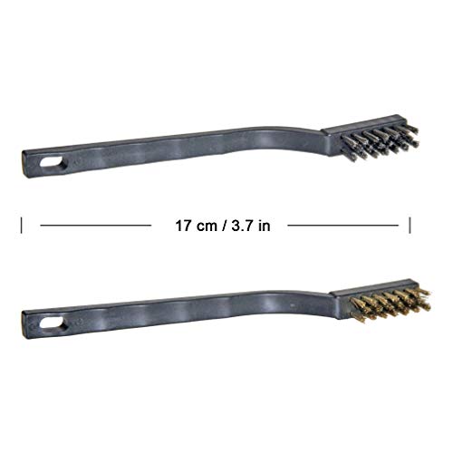 YiwerDer 9PCS MINI Brass Brushes Set, Curved Handle Scratch Wire Toothbrush, Cleaning Welding Slag and Rust - style: 9Pcs Mini Brass Brushes