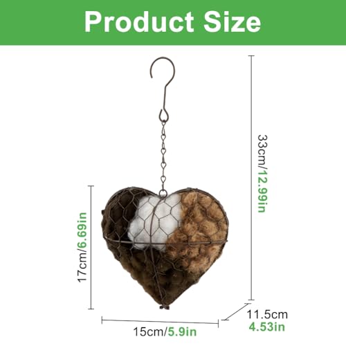 Alpaca Fiber Bird Nesting Heart, Refillable Bird Nesting Material Holder, Hummingbird Houses Nest Boxes for Outdoor Wild Birds Nestings