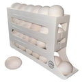 Egg Dispenser for Refrigerator, Fits Jumbo Eggs (25 Capacity), 4-Tier Rolling Egg Holder, Holds XL & Medium Eggs, Space Saving Egg Organizer for Fridge, Counter & Pantry
