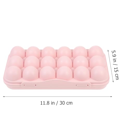 BESTonZON Egg Container for Refrigerator 18-Count Plastic Egg Holder with Cover Grid Design Storage Box for Fridge Organization Protection Kitchen Storage - color: Pink