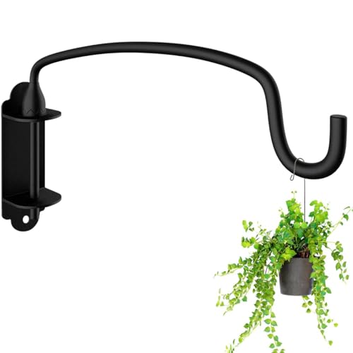 Plant Hook,12 Inch Plant Hanger Bracket Heavy Duty Wall Mounted Hooks for Hanging Bird Feeder, Flower Bracket, Anti Rust Metal Lanterns - color: Black, size: 12in 1Pack