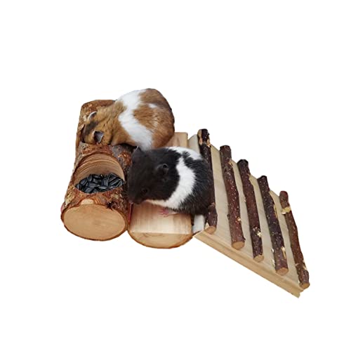 Apple Wood Feeding Bowl for Small Animals, Food Dish for Guinea Pig, Chinchilla Parrots - color: Double Groove Bowl