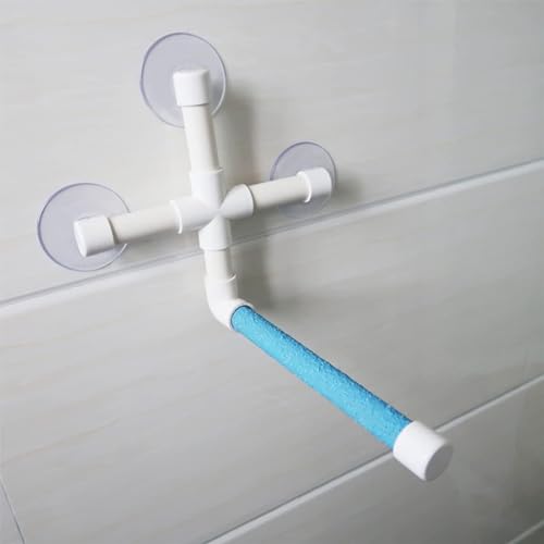 Bird Shower & Window Perch with Suction Cups | Fits Small/Medium Parrots (Conures, Cockatiels) | Frosted Anti-Slip Surface for Bathing Safety | Bathroom Wall Mount
