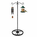 58'' Double Shepherds Hooks for Outdoor, Adjustable Shepherds Hook Stand with Base for Wind Chimes, Hummingbird Feeders, Indoor Outdoor Garden Patio Home Décor