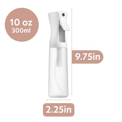 10 OZ Continuous Spray Bottles - Ultra Fine Mist Sprayer | Water Spray Bottle For Hair Stuff, Mister Spray Bottle For Plants Mister | Hair Spray Bottles For Hairstyling, Cleaning, Salons - color: White