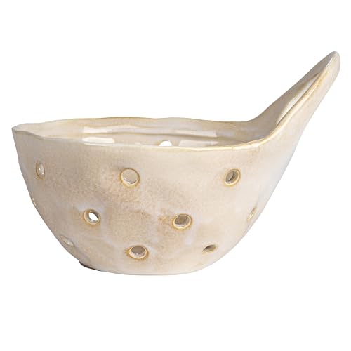 Creative Co-Op Set of 2 Cream Stoneware Colanders (Pack of 4) - color: Cream, size: Large/Small (Pack of 4)