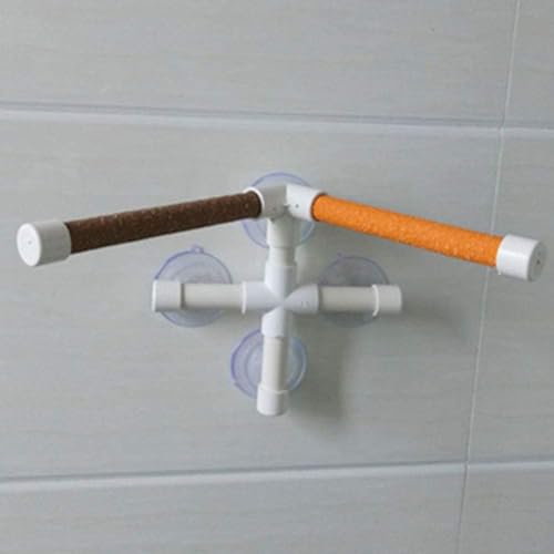 Litewoo Bird Shower Perch with Suction Cup Parrot Window Wall Stand Bath Toys (2 Sticks)
