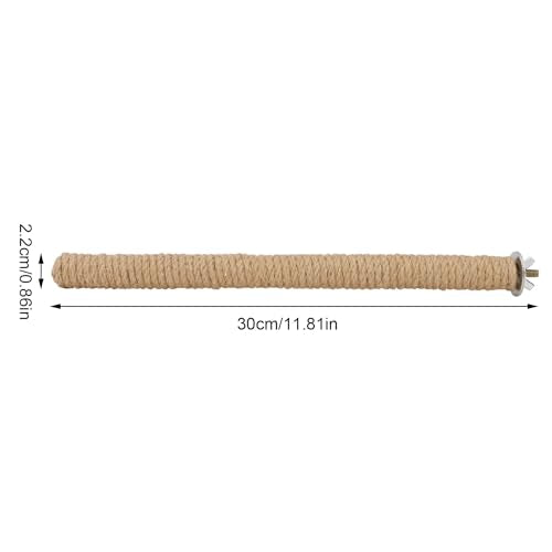 Hypeety Bird Perch Stand Natural Wood Parrot Hemp Rope Perch for Birdcage | Natural wood chewable stand, cage accessories toy, for macaws/cockatoos/african greys/budgies/parakeets, 2pcs, 11.81''/30cm