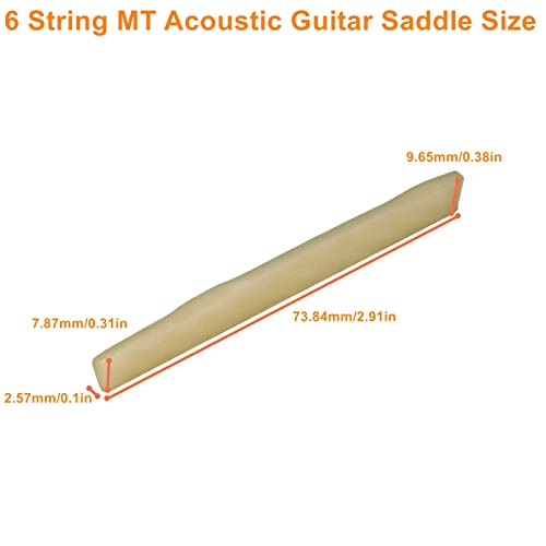Miwayer 6 String MT Acoustic Guitar Unbleached Bone Saddle, Guitar Bridge Saddles, Cut from Whole Bones, 74x2.5x8/9mm (6 String MT Guitar Saddle 74mm 2 Pack) - color: 6 String MT Guitar Saddle 74mm 2 Pack