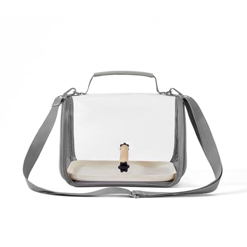 Portable Bird Travel Bag Transparent Pet Cage Easy to Clean Detachable Tray Suitable for Small Pets (Gray) - color: Gray