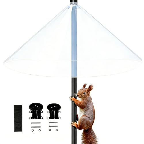 Squirrel Baffle for Bird Feeder Pole - 19 Inch for Shepherd’s Hook, Squirrel Proof Cone (1 Pack, Semi-Transparent) - color: Clear