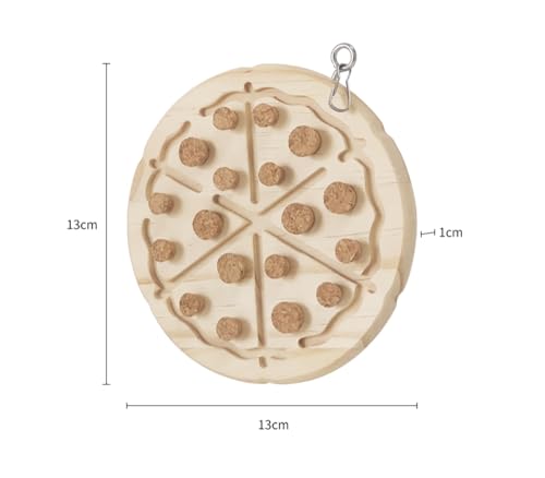 LOS ANDES Parrot Chew Toy with Soft Corks, Wooden Biting Training Toy and Foraging Bird Toys,Bird Cage Accessories, Parakeet Toys - size: Pizza