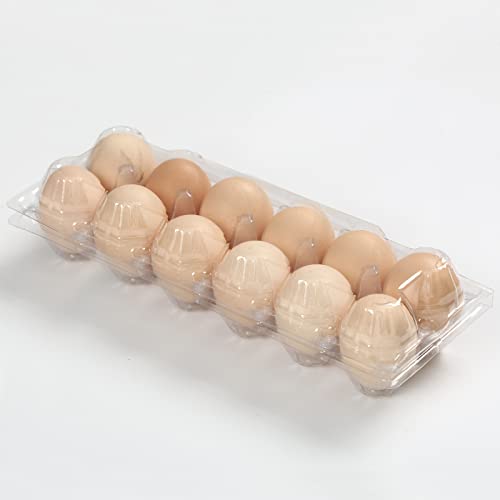 FUNSUEI 50 Pack Plastic Egg Cartons Bulk, 12 Egg Reusable Egg Cartons, Empty 1 Dozen Chicken Egg Tray Holders Clear Refrigerator Eggs Cartons Bulk for Storing, Gifting, Selling, Displaying