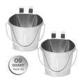 9 Quart Stainless Steel Flat Sided Bucket with Dual Hooks | 2 Pcs Food & Water Bowl for XL Dog Goat Cattle Horse & Livestock | Fits kennel Crate Cages Farm Hanging Pet Pail | Multipurpose - size: 9 Quart (Pack of 2)