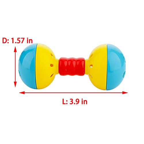 DQITJ 2 Pcs Bird Barbell Dumbell Foot Toy, Enrichment Rattles Bells Foot Toy for Small Bird Parrot Parakeet Cockatiel Conure Love Birds