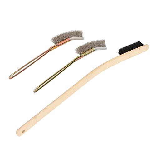 Omabeta Bird Cage Cleaning Brush Set for Efficient Cleaning of Cages with Bamboo and Stainless Steel Material 3 Sizes Included