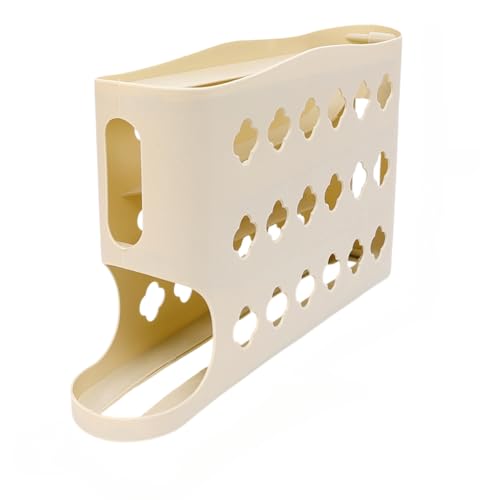 4 Layers Eggs Storage Box Creative Ladder Style Box Automatic Rolling Eggs Holder Container Egg Dispenser,yellow - color: Yellow