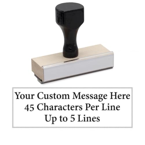 Infusion Custom Text Traditional Wood Stamp with Plastic Handle, 1" x 3" - size: 1" x 3"