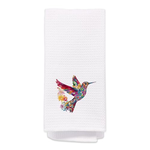 Colorful Floral Hummingbird Hand Towels for Bathroom, Flower Hummingbird Decorative Kitchen Dish Tea Towel, Spring Summer Decor, Humming Bird Watching Gifts, Housewarming Gift Idea - color: Hummingbird001
