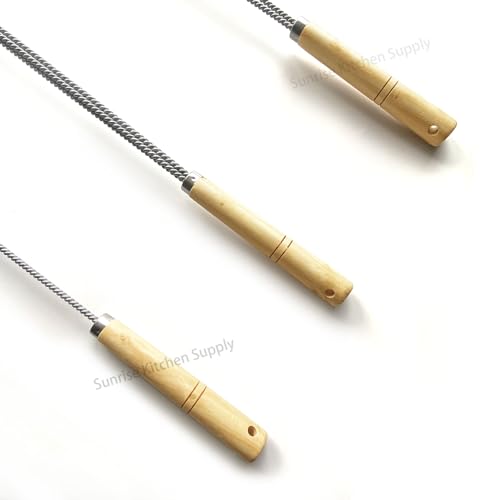 SUNRISE Fryer Brush with Long Handle (Brass, L, Single, and Double Brush) - color: Brass, size: L, Single, and Double Brush