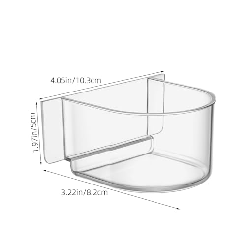 2pcs Bird Cage Food Feeder: Clear Thick Semicircle Seed Water Trough Cups - Small Animal Dish Container Box for Birds Pigeon Chicken, Transparent Cage Accessories, 4X3.2X2in