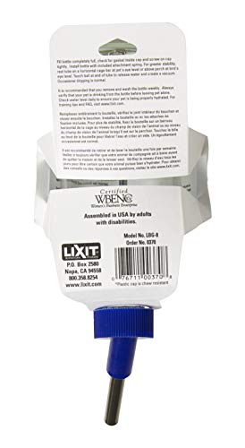 Lixit 30-0370-024 Glass Water Bottle for Birds and Small Animals, 8-Ounce - size: 8oz