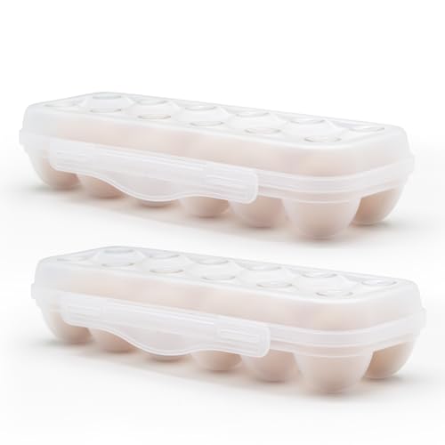 Egg Storage for Refrigerator, Egg Holder for Fridge with Lid, Stackable Egg Storage with Safety Buckle (2)
