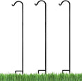 Ashman Black Shepherd Hook 92 Inch (Pack of 3), 1/2-Inch Thick, Solid Metal Single Piece Hook, Super Strong, Rust Resistant, Hanging Plant Baskets, Heavy Bird Feeders & More. - size: 3 Pack