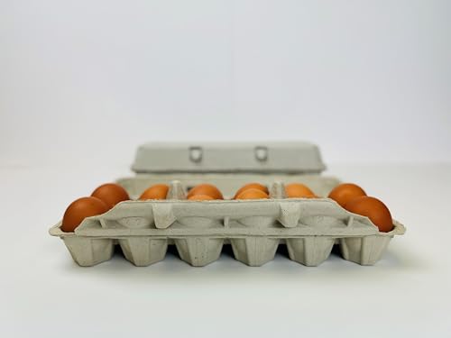 12 Count Egg Cartons - Non-Printed - Recycled Paper Pulp, Solid Top Style f | or Chicken Eggs - Made in USA