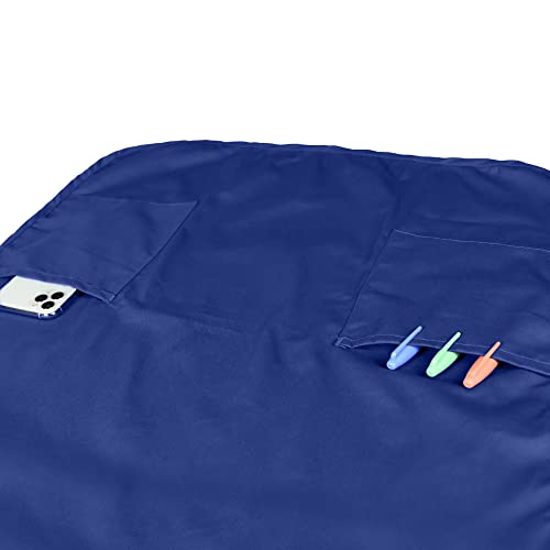 DALIX Apron Commercial Restaurant Home Bib Spun Poly Cotton Kitchen Aprons (2 Pockets) in Navy Blue - color: Navy Blue