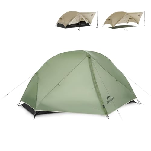 Naturehike Mongar 2 Person UL Camping Tent | PU2000mm+ Waterproof 1-2 Person Backpacking Tent, Ventilation System, Multi-Mode Double-Layer Freestanding for Hiking Travel - color: Green, size: 1 person