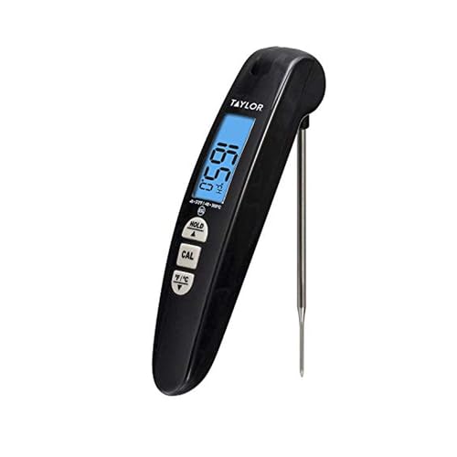 Taylor Digital Turbo Instant Read Thermocouple Meat Food Grill BBQ Cooking Kitchen Thermometer, Folding Probe, Black - color: Black, size: 1 EA