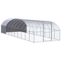 Walk-in Metal Chicken Coop, 9.8 x 9.8 x 6.6 FT Large Outdoor Poultry Cage and Run Pen with Protective Shade Cover, Galvanized Steel Hen House for Backyard Garden - color: Silver-J