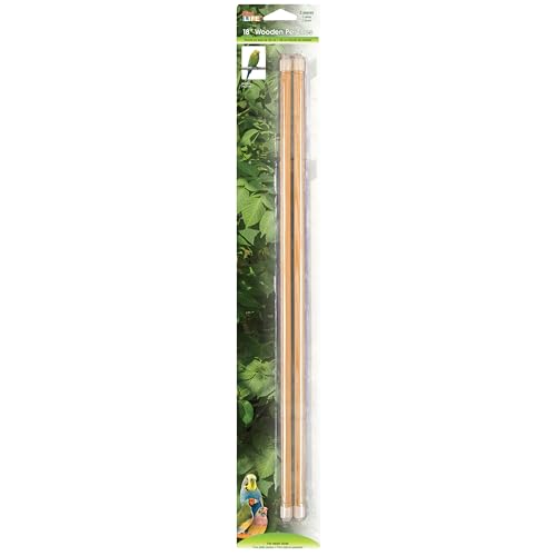 PENN-PLAX Bird-Life Wooden Bird Perches – Great for Parakeets, Lovebirds, Parrotlets, Finches, Canaries, and Other Small Birds – 2-Pack – 18” Long - size: 18-Inch