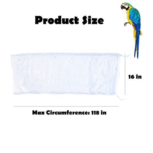 Bird Cage Seed Catcher, Large Airy Gauze Seeds Bird Cage Cover Guard Adjustable Bird Cage Cover Birdcage Seed Feather Catcher Universal Birdcage Parrot Bird Nylon Mesh Net Cover(L-118x16 in, White) - color: White, size: Large