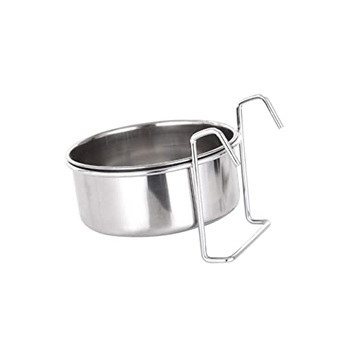 Youngy Dog Kennel Bowl Stainless Steel Hanging Food Water Bowl Crate Cup Pet Cage Bowls with Hanger for Bird Small Animals Stainless Steel Bowls Hanging