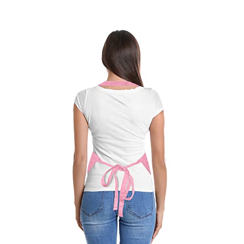 DALIX Apron Commercial Restaurant Home Bib Spun Poly Cotton Kitchen Aprons (2 Pockets) in Pink - color: Pink