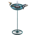 50 Inches Solar Bird Bath Fountain with 12" Bowl – Outdoor Cast Iron Birdbath with Solar-Powered Water Fountain, Round Base for Garden & Yard Decor (Turquoise Blue)