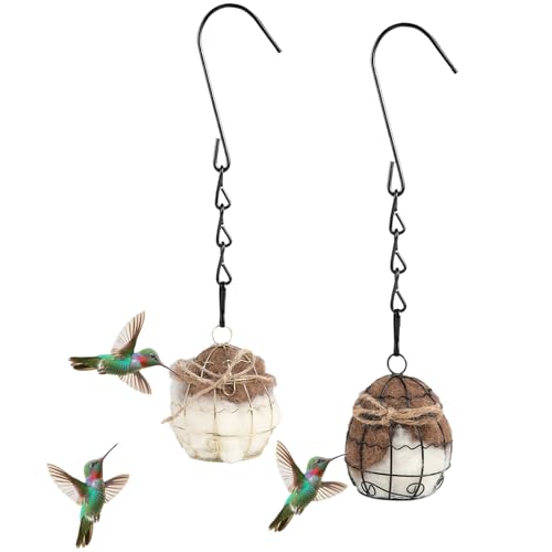 Bird Nesting Material, Hummingbird Nesters, Natural Alpaca Wool Material for Wild Birds, Design for Bird Lover Gifts, Nesting Balls for Wild Birds, Refillable Outdoor Birds Nesting Station