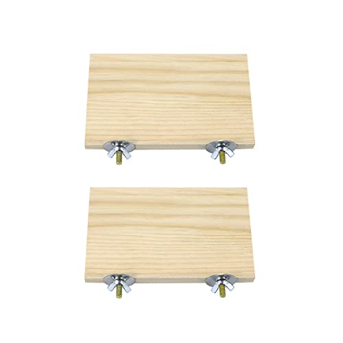 Litewoo 2pcs Bird Perch Platform Flat Stand Beak Paw Grinding for Parrot, S | 3.5" x 5.1", natural wood, easy to install, save space, for parrot/parakeet/cockatiel/lovebird//conure/finch/budgie/cage