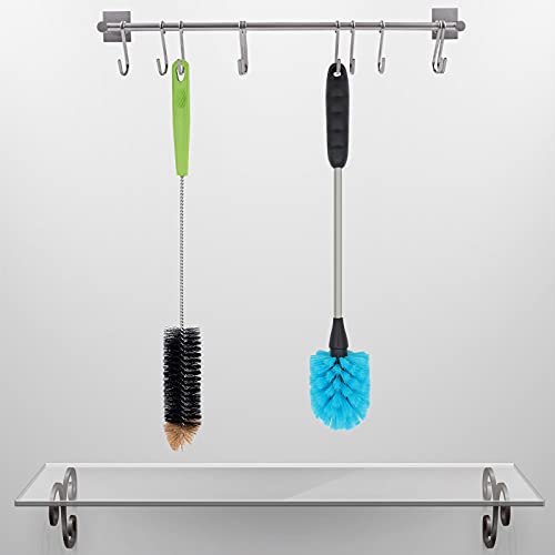 Long Bottle Brush, 17 in Bendable Cleaner Brushes for Cleaning Neck Beer Bottles, Wine, Baby Bottles, Water Bottles, Tumblers, Flask, Bird Feeder, Vase, Pipes and Brewing Supplies Black + Blue/2Pack - color: Black+blue