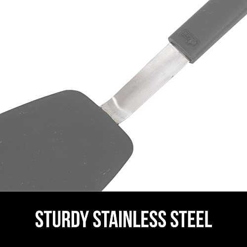GORILLA GRIP BPA-Free Silicone Spatula for Non Stick Frying Pan, Heat Resistant Flexible Head, Patented Soft Comfortable Handle, Non-Scratch Kitchen Turner, Flip Burgers, Pancakes, 11.6 in, Gray - color: Gray