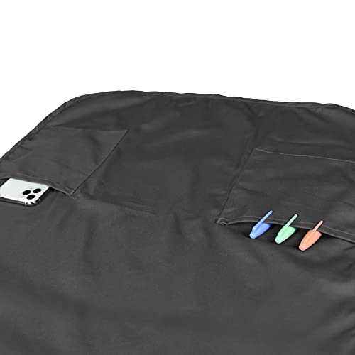 DALIX Apron Commercial Restaurant Home Bib Spun Poly Cotton Kitchen Aprons (2 Pockets) in Black - color: Black