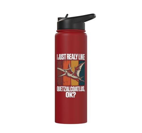 Really Like Quetzalcoatlus Bird Flying Dinosaur Kids Trex Stainless Steel Insulated Water Bottle - color: Red
