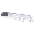 Large Chicken Coop, 118.1x118.1x78.7 in Metal Poultry Run Walk-in Cage with Polyethylene Roof, Galvanized Steel Hen House Enclosure for Ducks and Small Animals, Silver - color: Silver-N