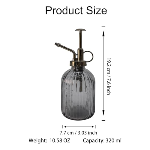 Glass Plant Mister Spray Bottle, 350ML Vintage Plant Spritzer with Top Pump Watering Can for Indoor Outdoor House Plants,Flowers (Gray) - color: Gray