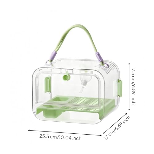 Cage Portable Pet Carrier Parrot Cage Mobile Aviary Lightweight Transparent with Handle and Ventilation Suitable for Travel Home Outings, Green - color: Green