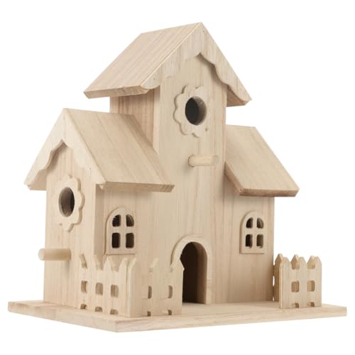 Wooden Bird House Unfinished Birdhouse to Paint for Kids and Adult Wood Hanging Sleeping Nest for Bird Squirrel Conure and Parrot