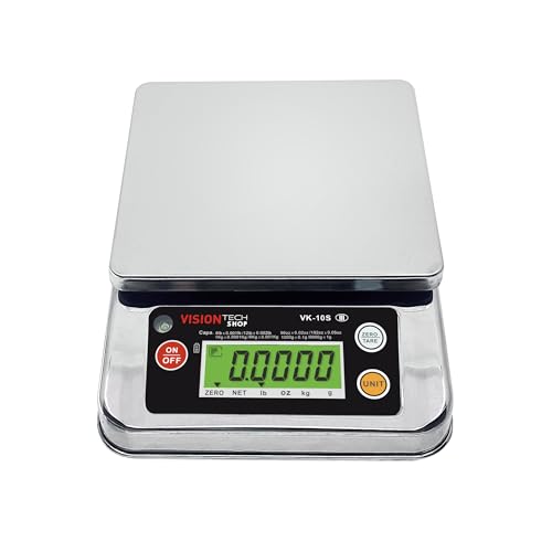 VisionTechShop VK-10S 0.1g Premium Food Kitchen Scale, Lb/Oz/Kg/g Switchable, Stainless Steel Plate Food Scale, Large LCD Display with Backlight, 12lb Capacity, 0.002lb Readability - size: VK-10S-12LB